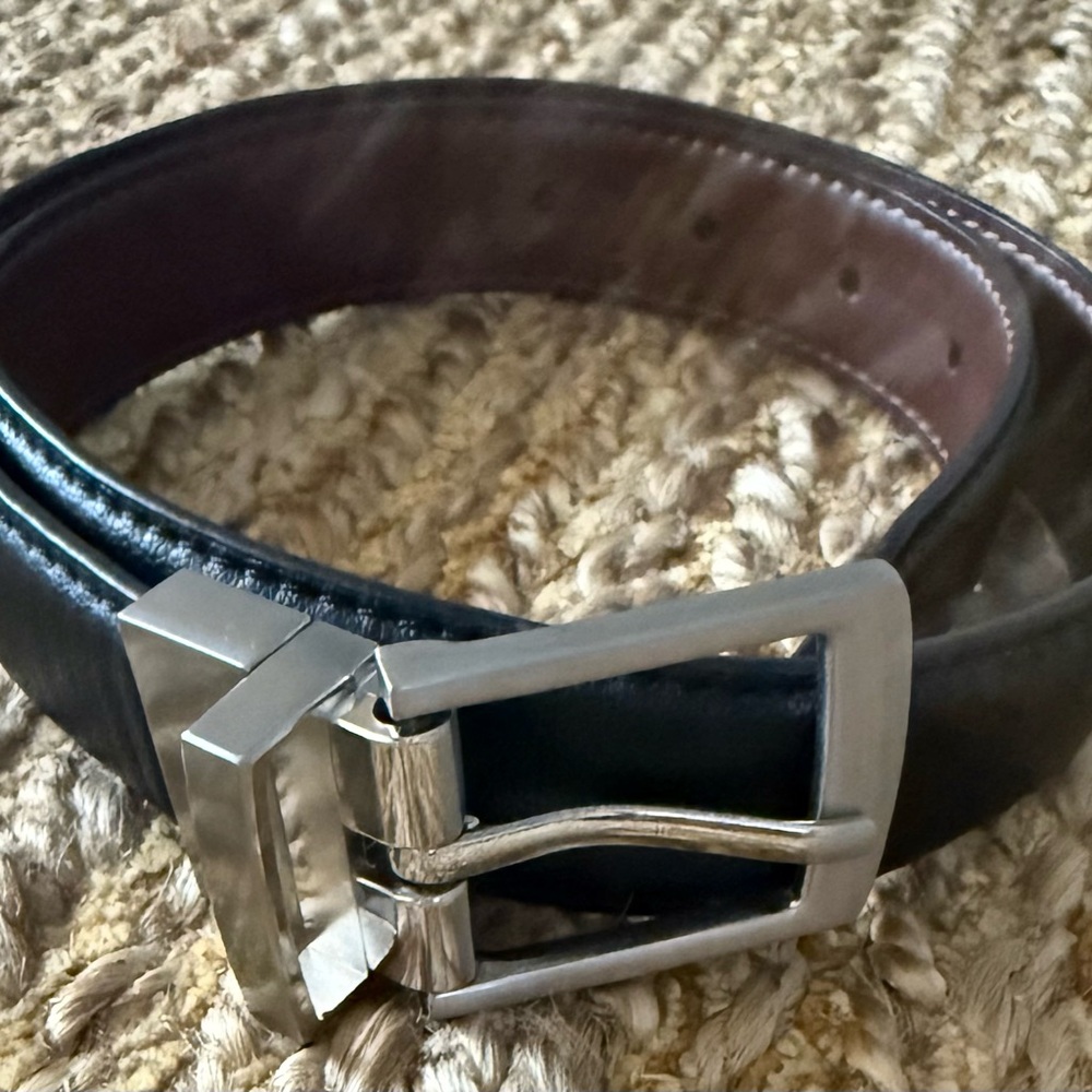 Boys Reversible Black Brown Belt with Silver Buckle Size Large
